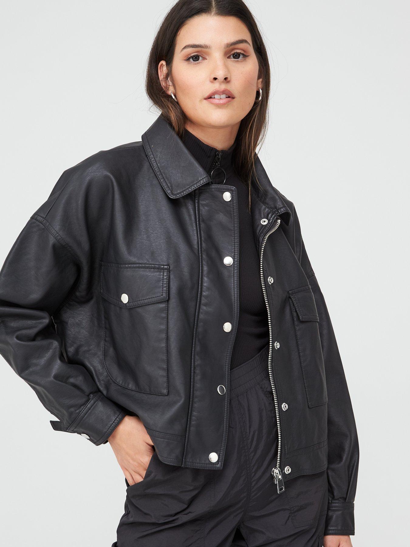 oversized faux leather jacket