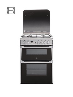 Indesit ID60G2X 60cm Double Oven Gas Cooker with FSD - Stainless Steel
