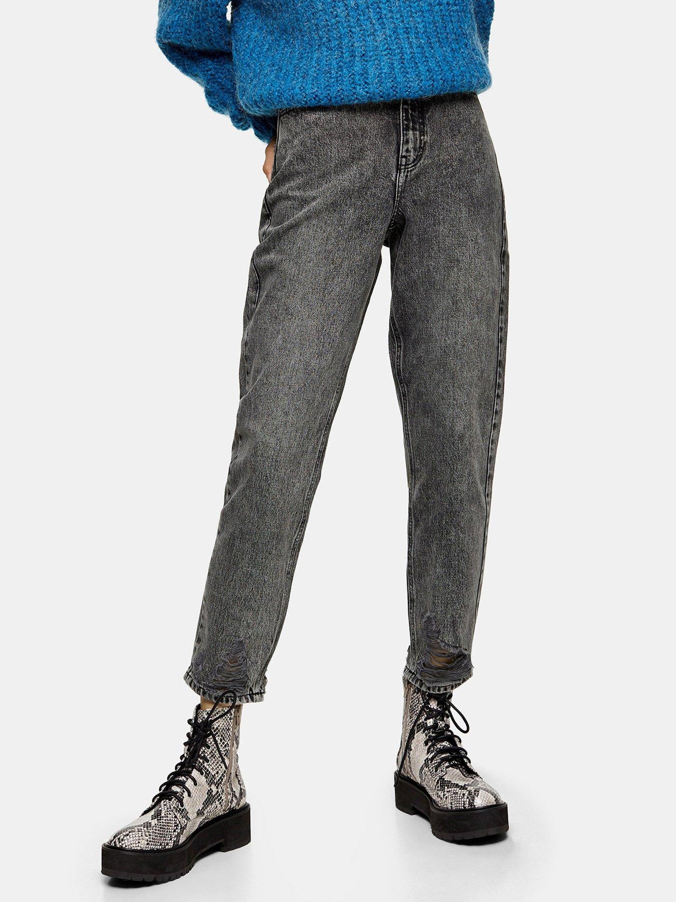 grey high waisted mom jeans