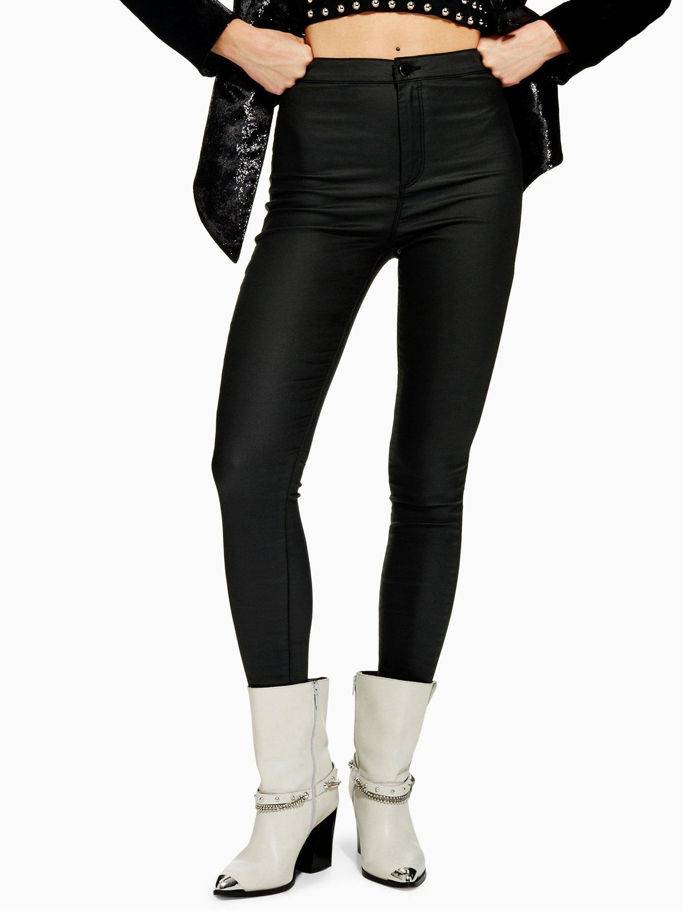 topshop black coated joni jeans