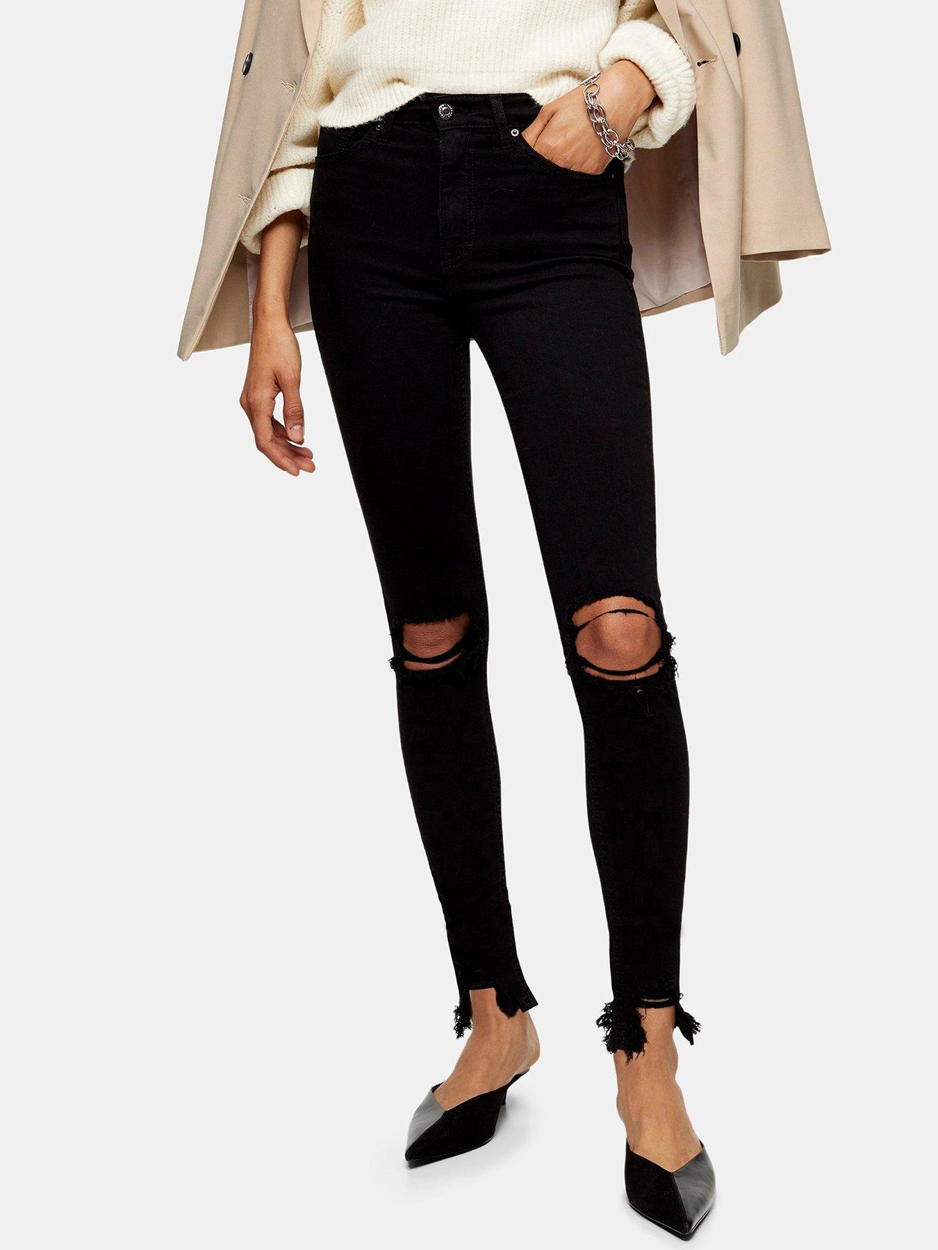 topshop ripped jamie jeans black