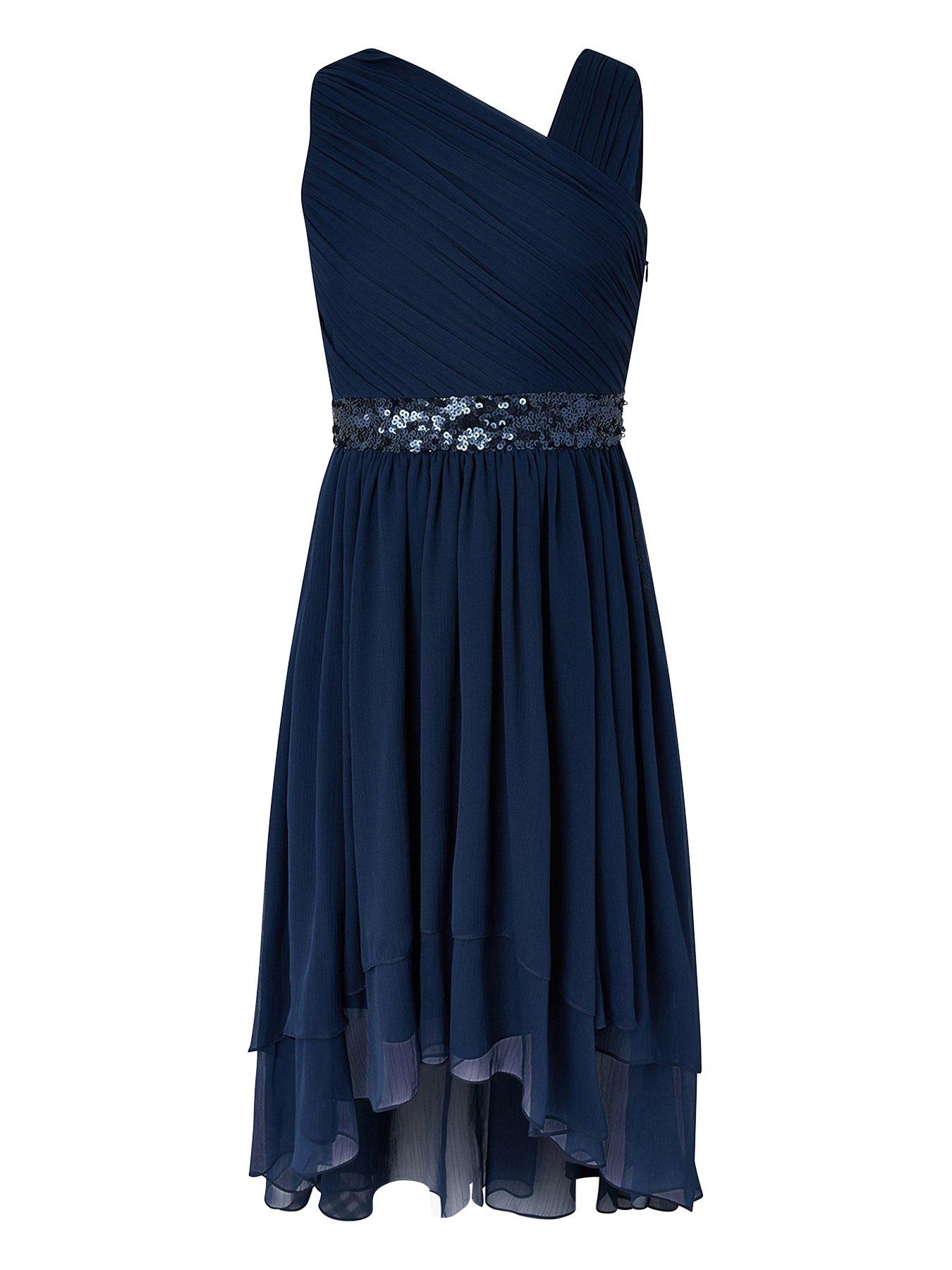 Monsoon Abigail One Shoulder Prom Dress - Navy | very.co.uk