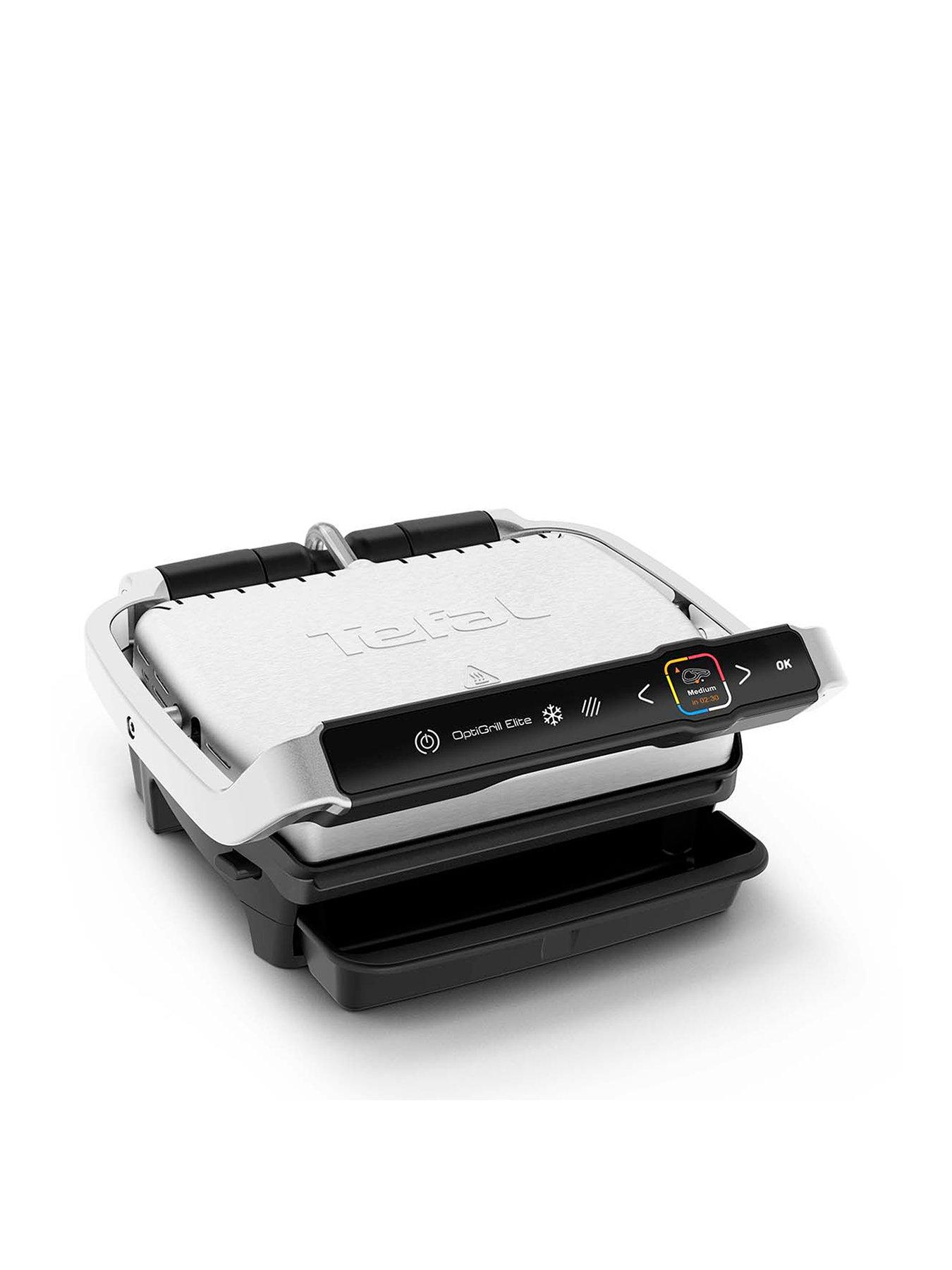 Product photograph of Tefal Gc750d40 Optigrill Elite Intelligent Health Grill 12 Automatic Settings And Cooking Sensor Ndash Stainless Steel from very.co.uk