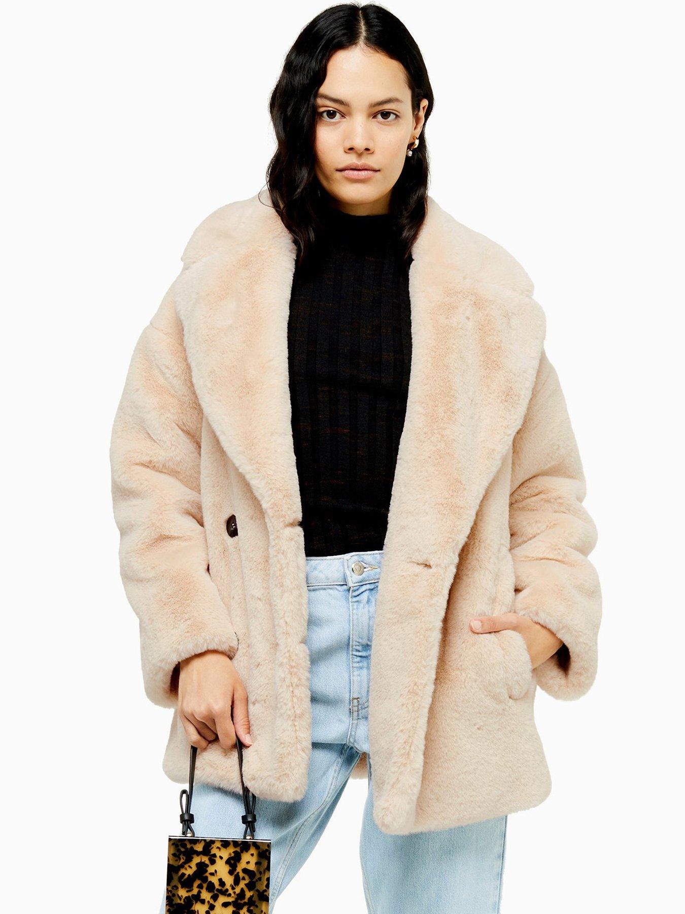 cream fur coat