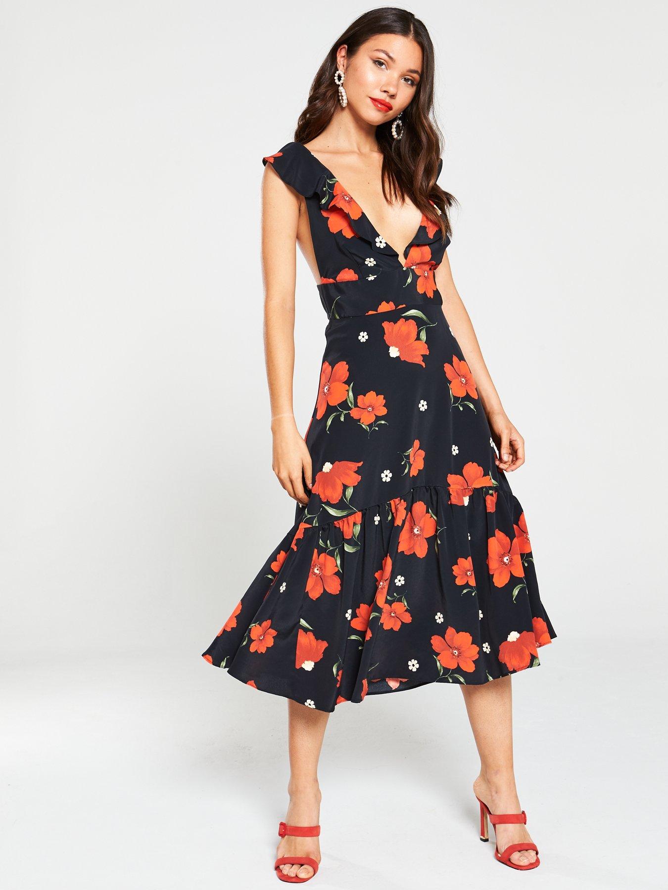 river island frill midi dress