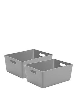 Product photograph of Wham Studio Storage Baskets Set Of 2 - Grey from very.co.uk