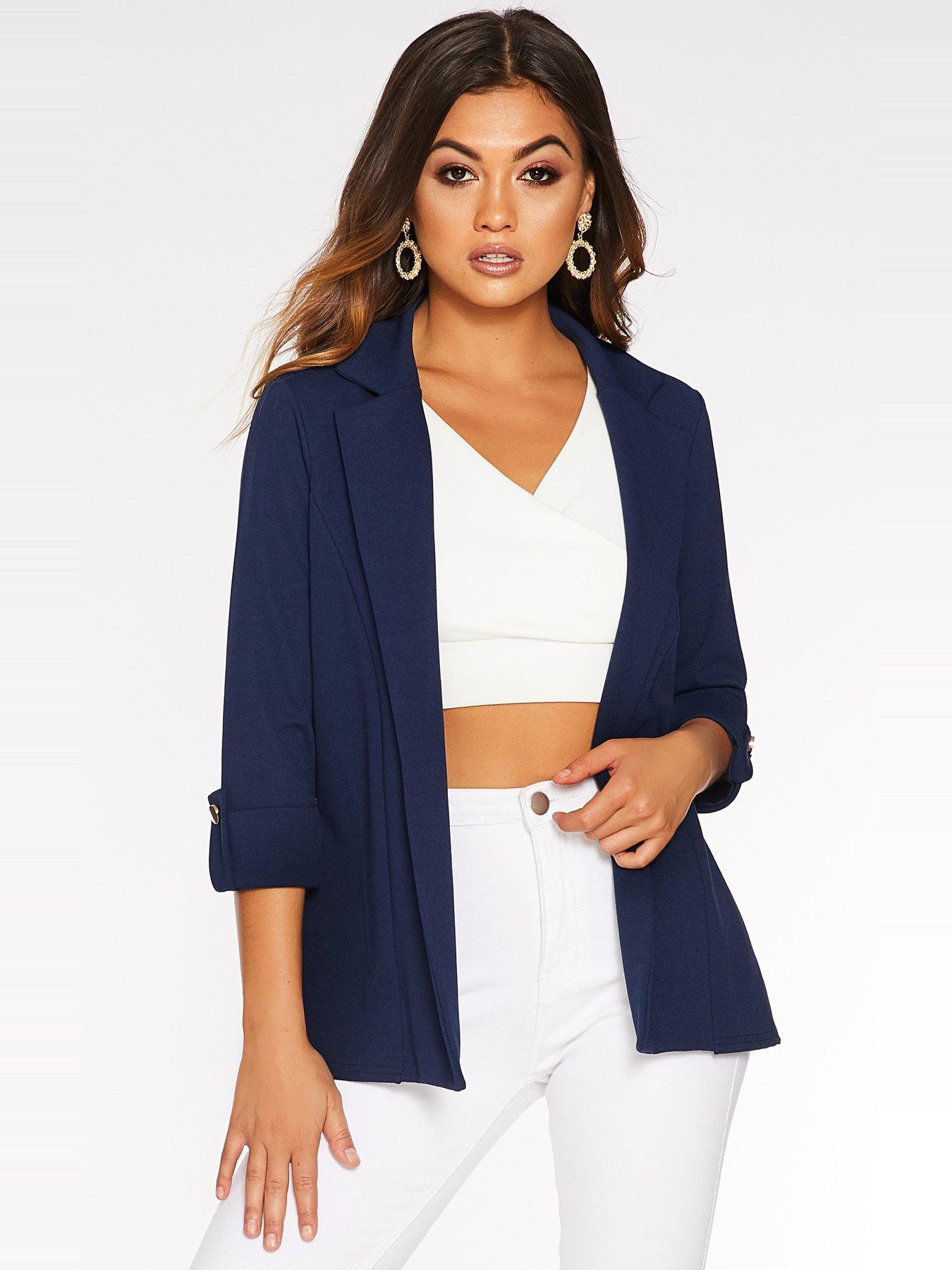NEW LADYS SEQUIN JACKET ROYAL BLUE WEDDING CARDIGAN BLACK BLAZER SEQUINNED TV