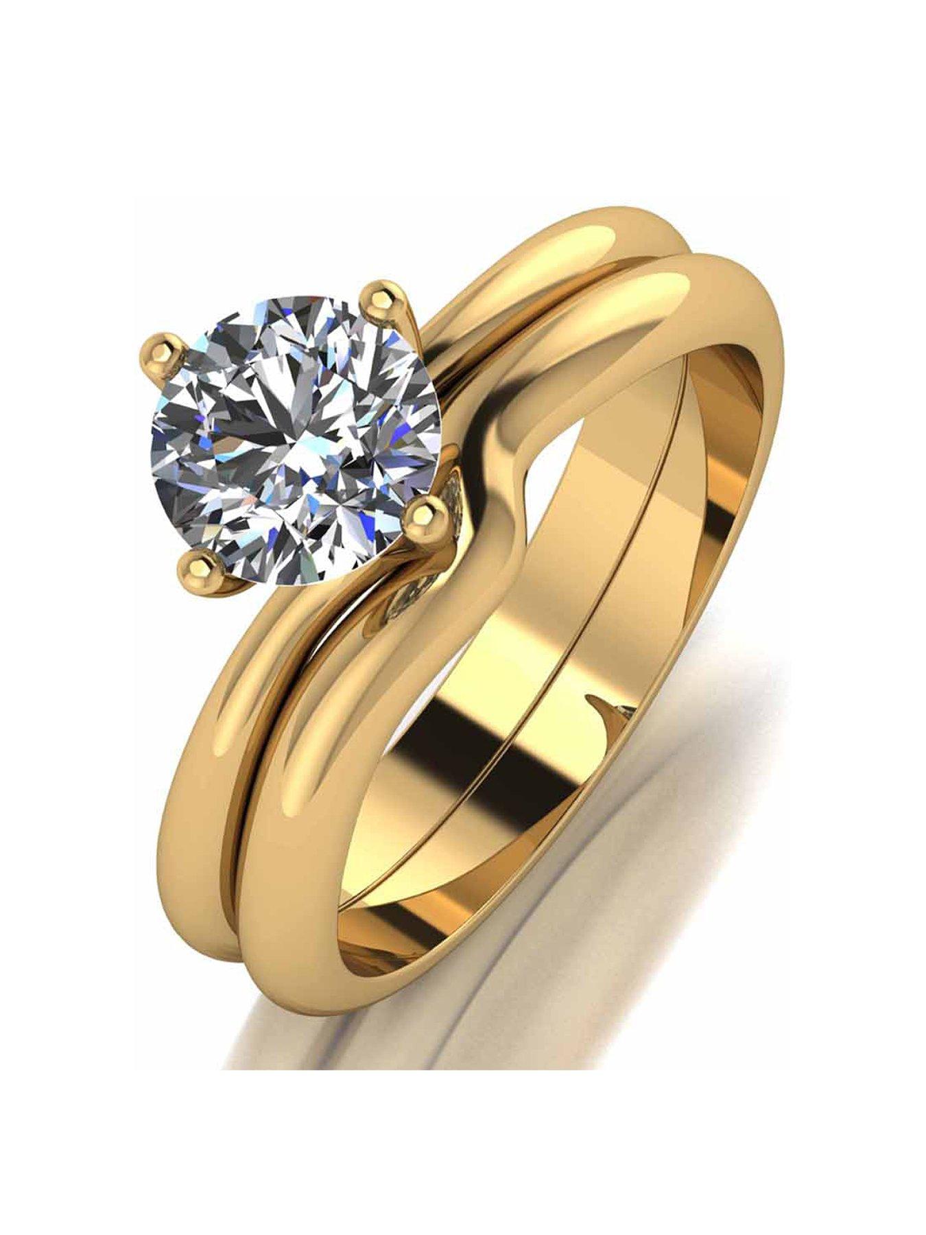 Jewellery & watches Moissanite 9ct Gold 1ct Eq Solitaire Bridal Set