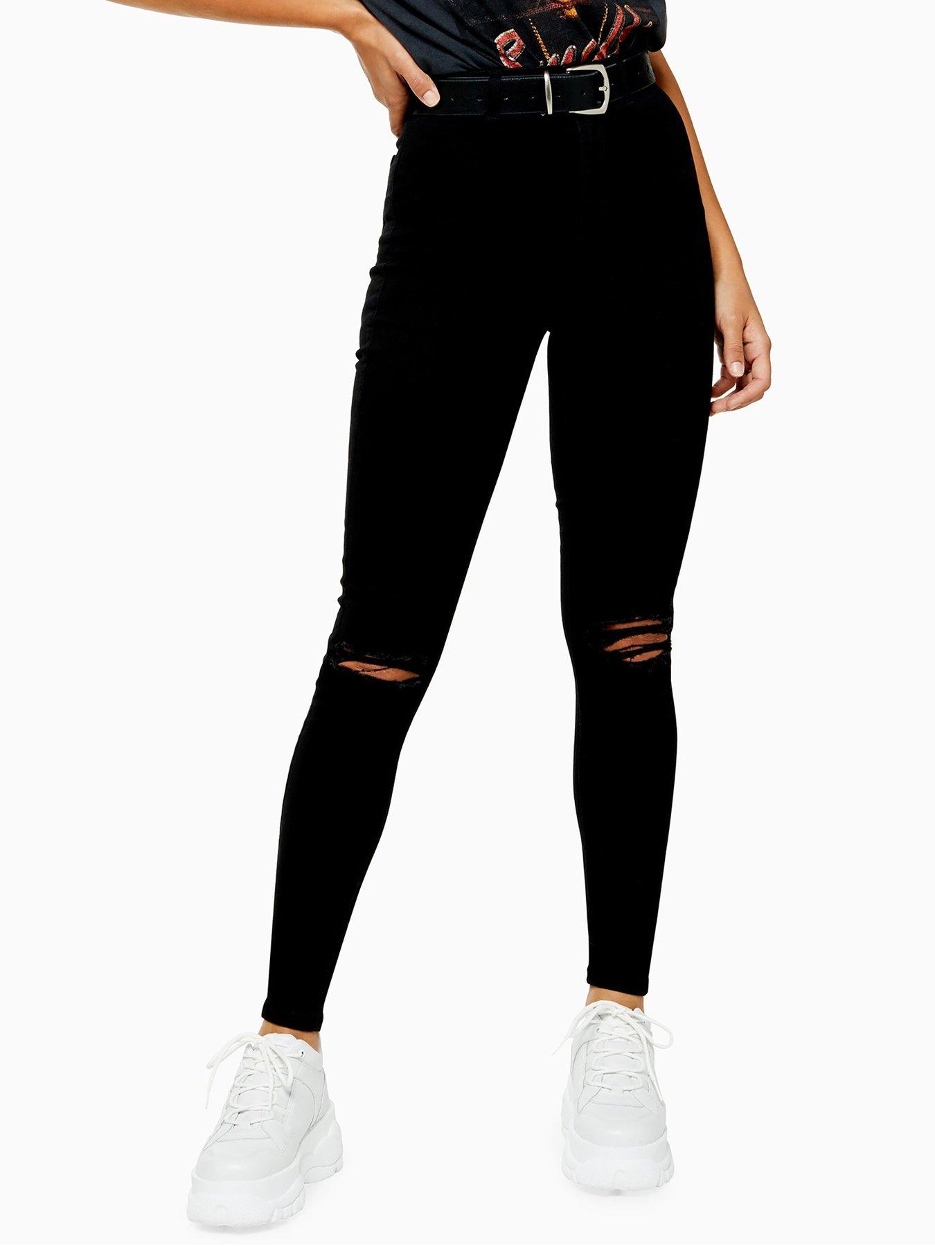 topshop joni black ripped jeans