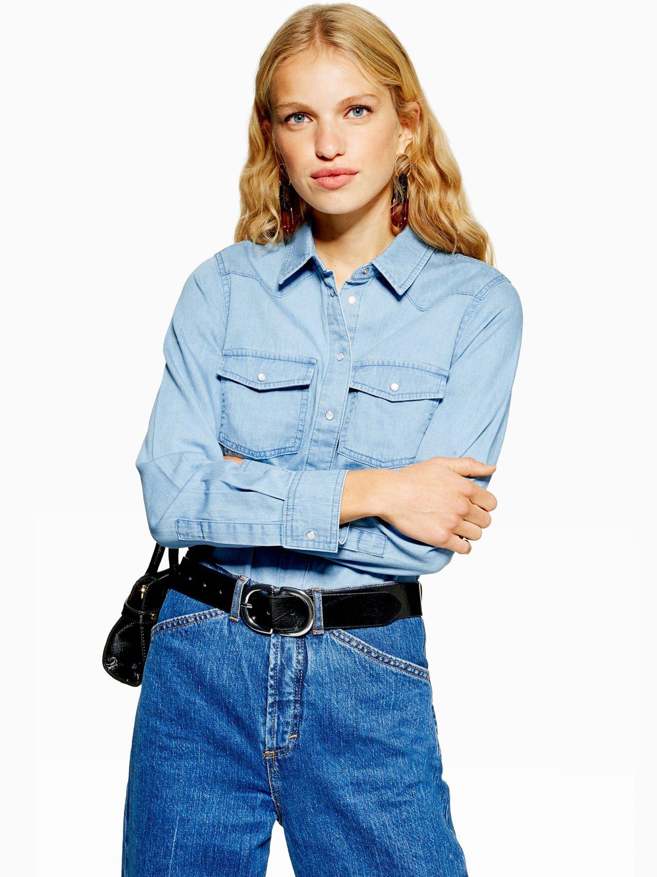 fitted denim shirt womens uk