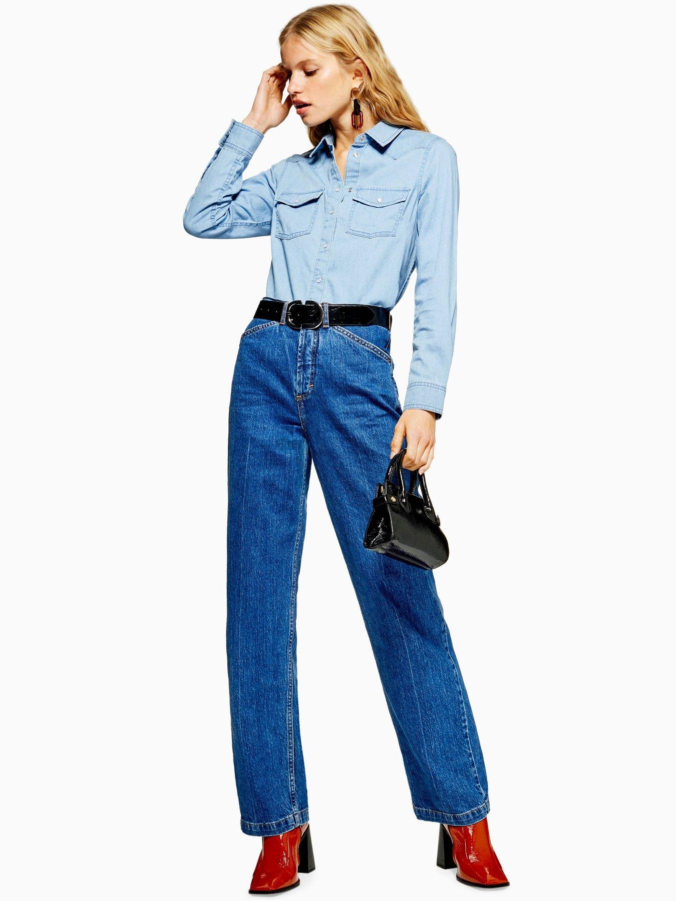 fitted denim shirt womens uk