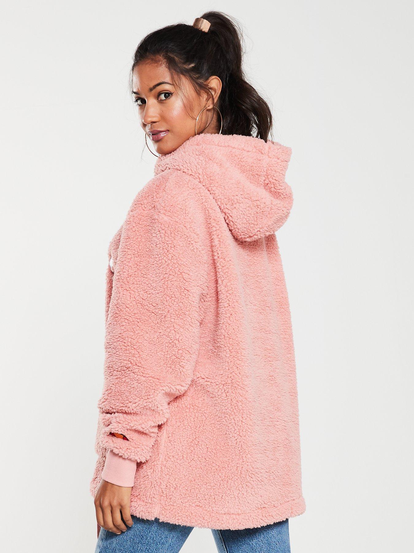 ellesse pink fluffy hoodie