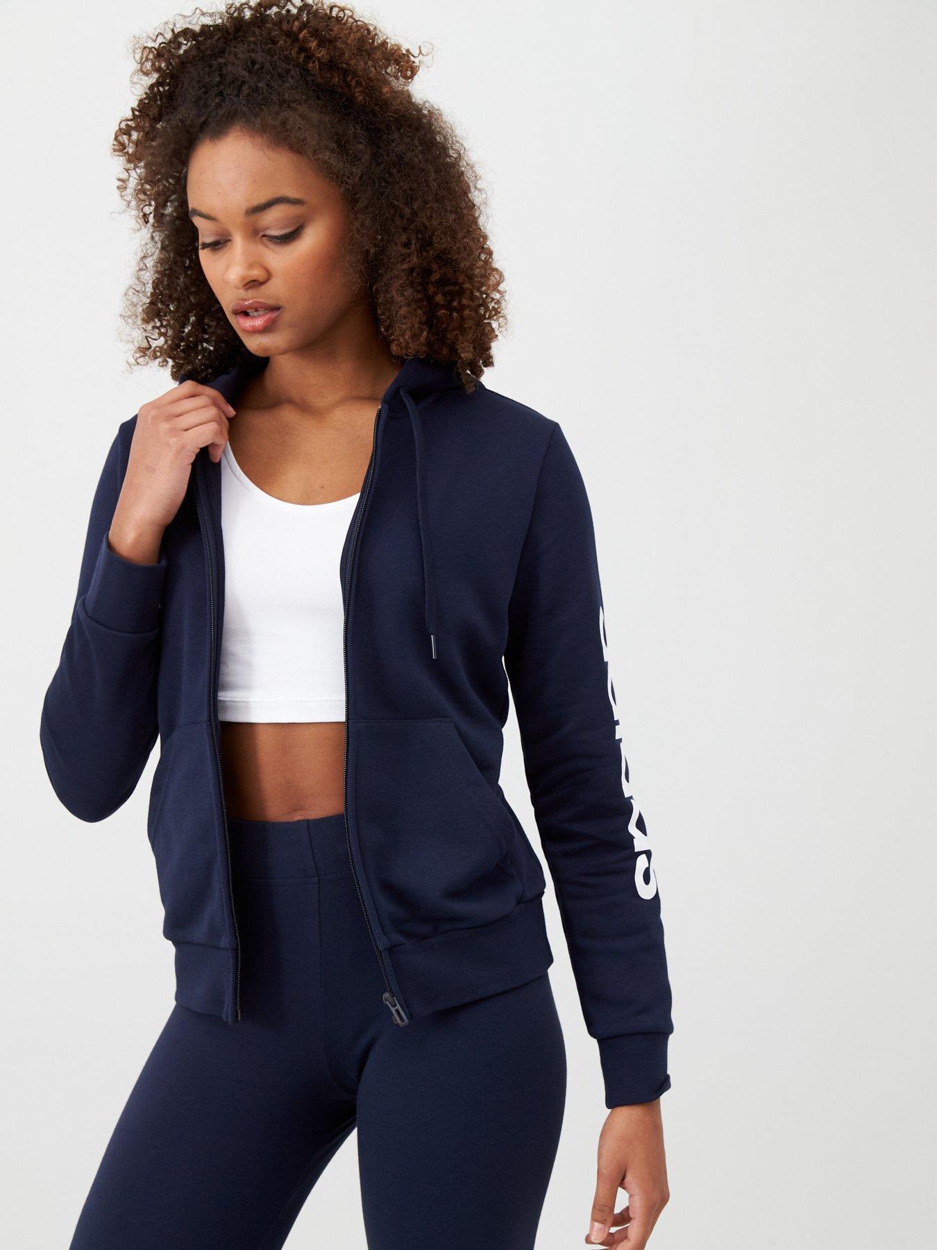 women's adidas essential linear logo fz hoodie
