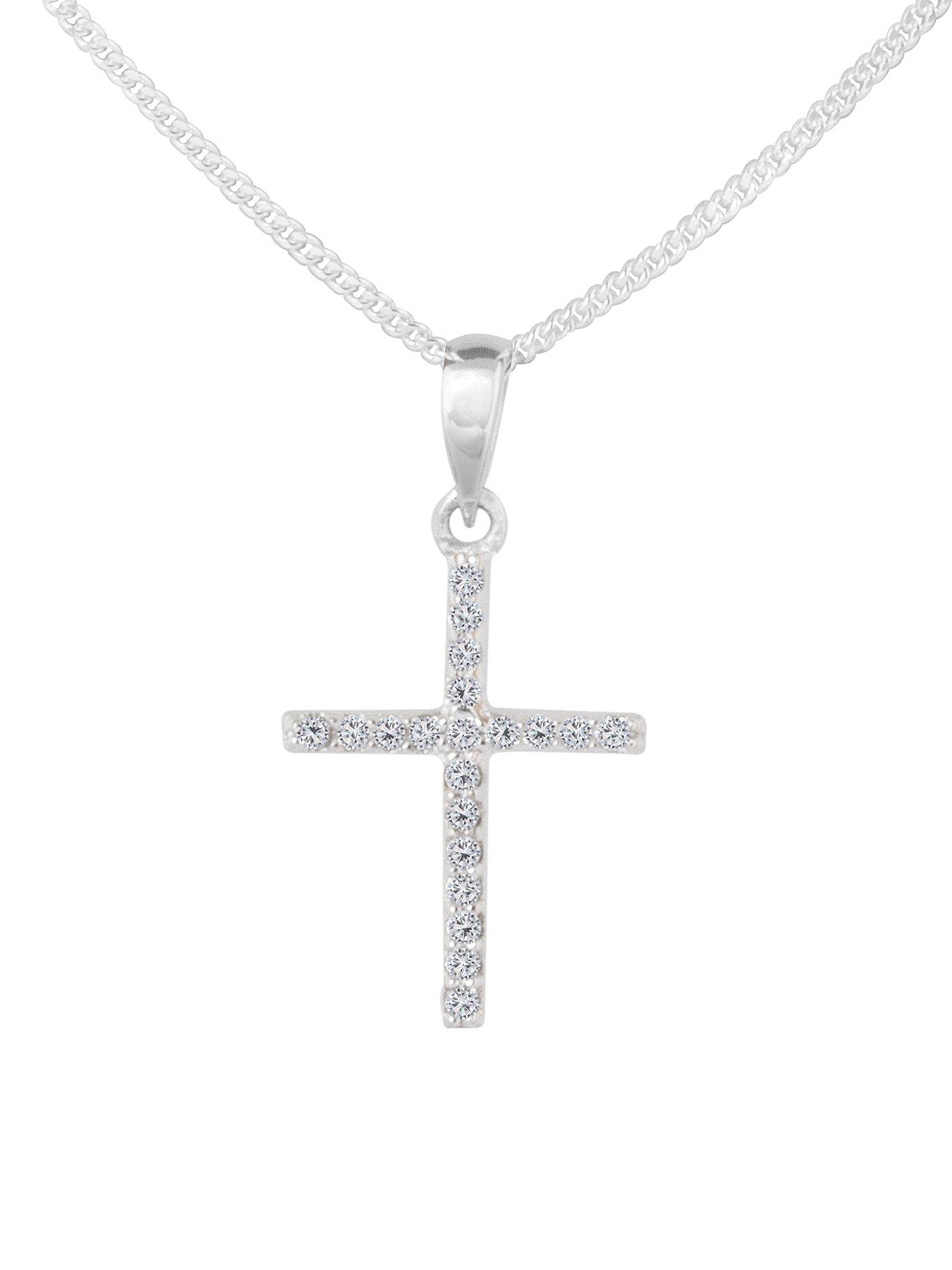 Sterling silver cz hot sale cross necklace