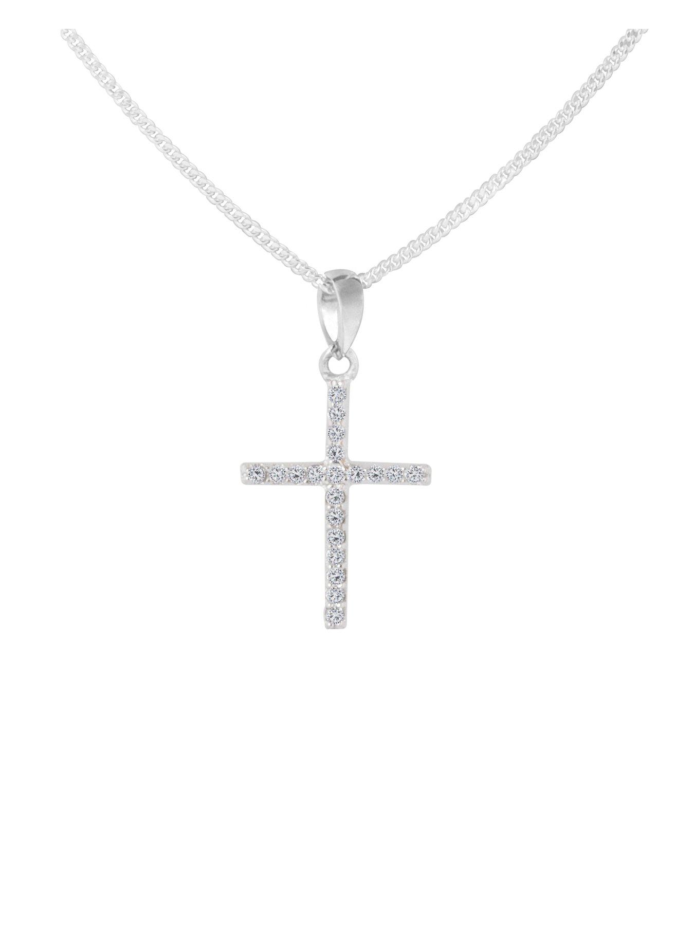 Image 3 of 4 of The Love Collection Sterling Silver Cubic Zirconia Cross Pendant Necklace
