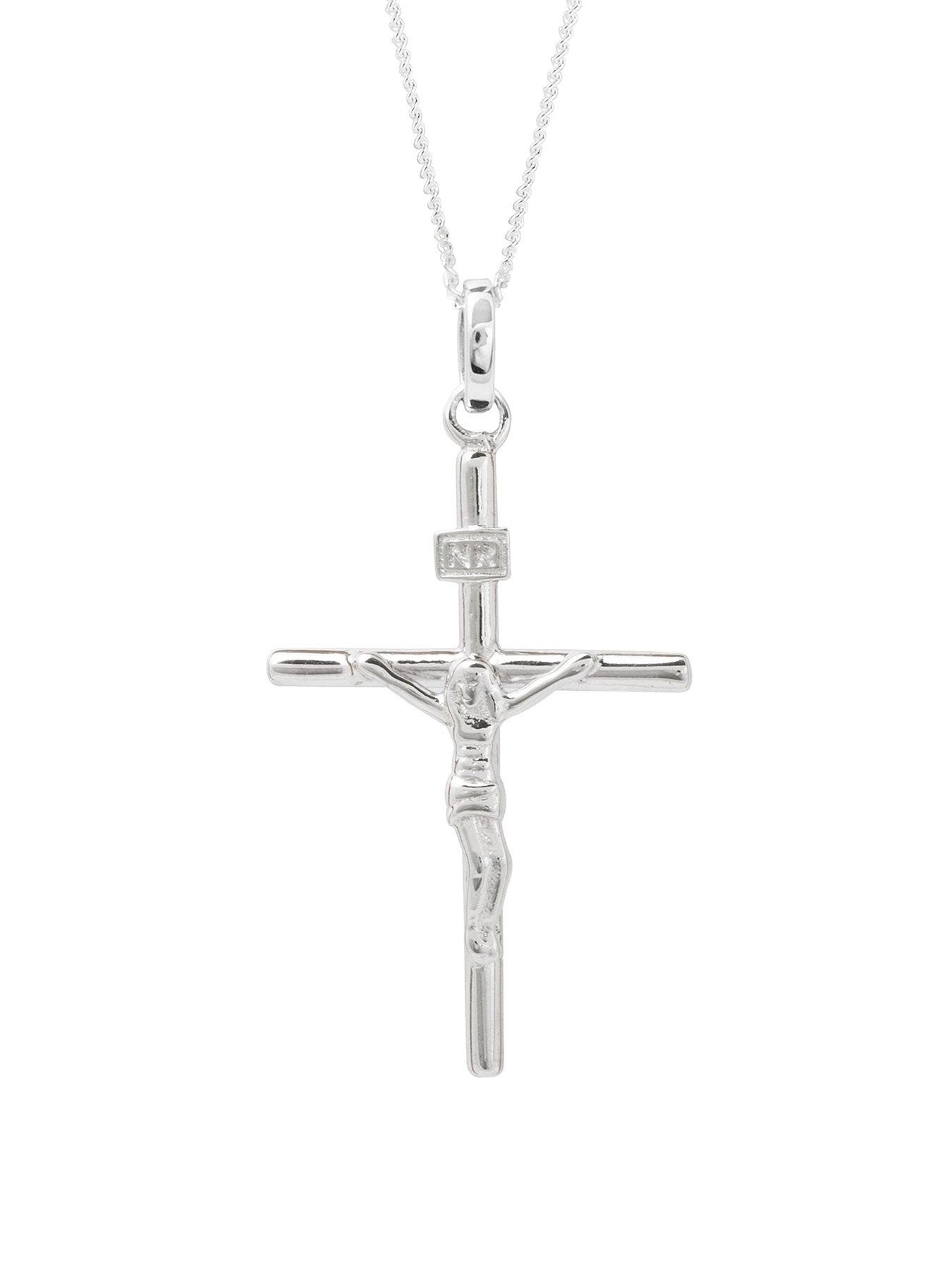 The Love Silver Collection Sterling Silver Large Crucifix Pendant Necklace