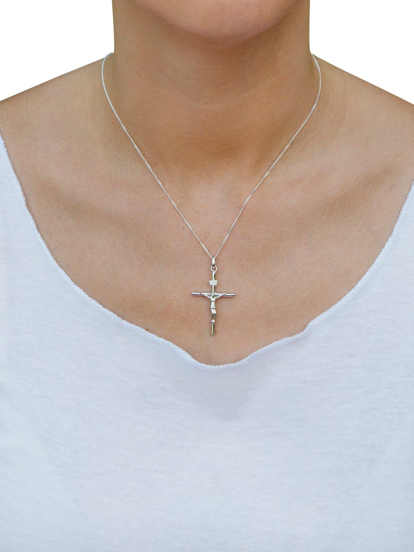 Women's sterling silver crucifix on sale necklace