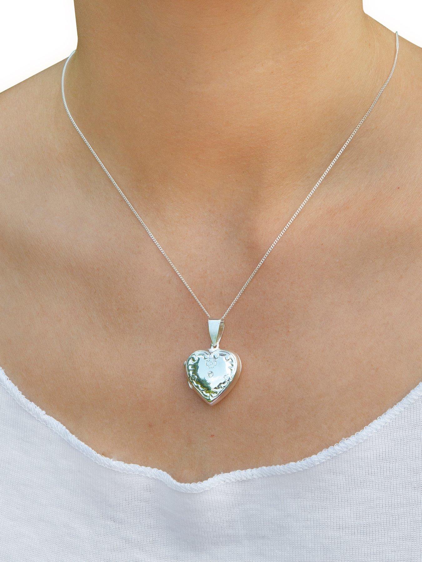 Sterling silver cubic zirconia heart deals necklace