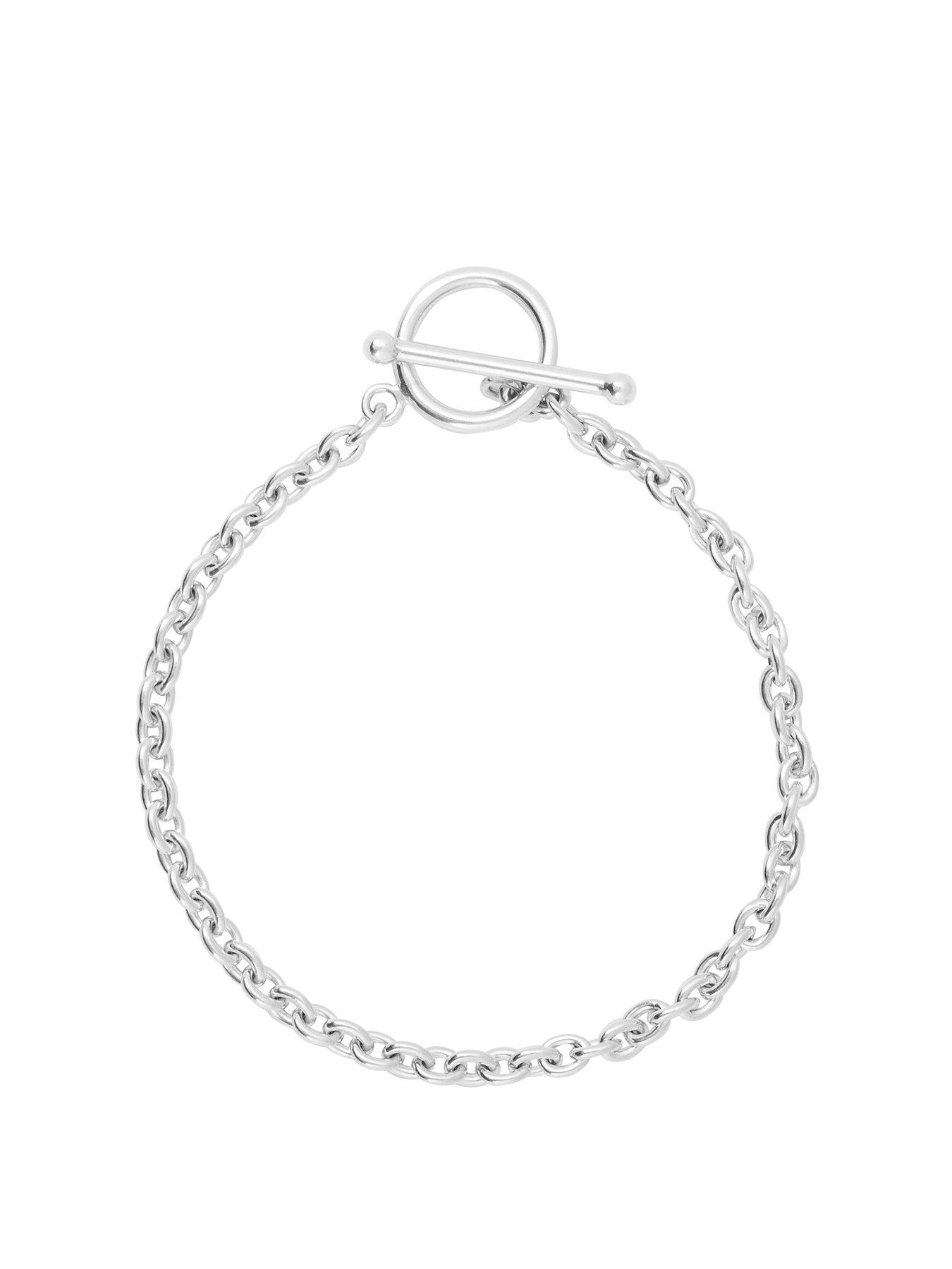 Product photograph of The Love Silver Collection Sterling Silver Classic T-bar Bracelet from very.co.uk