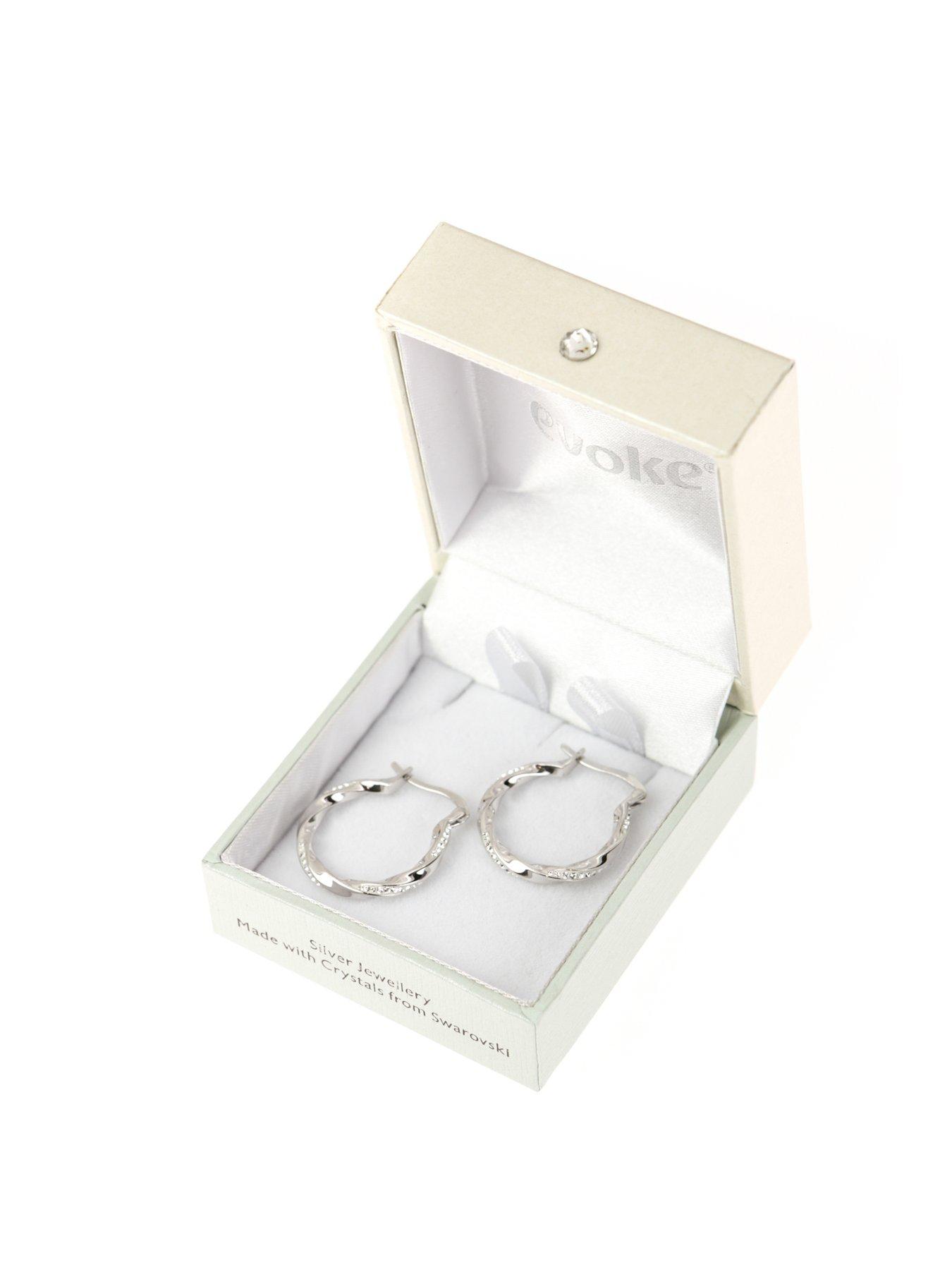 Sterling Silver Crystal Twisted Hoop Earrings