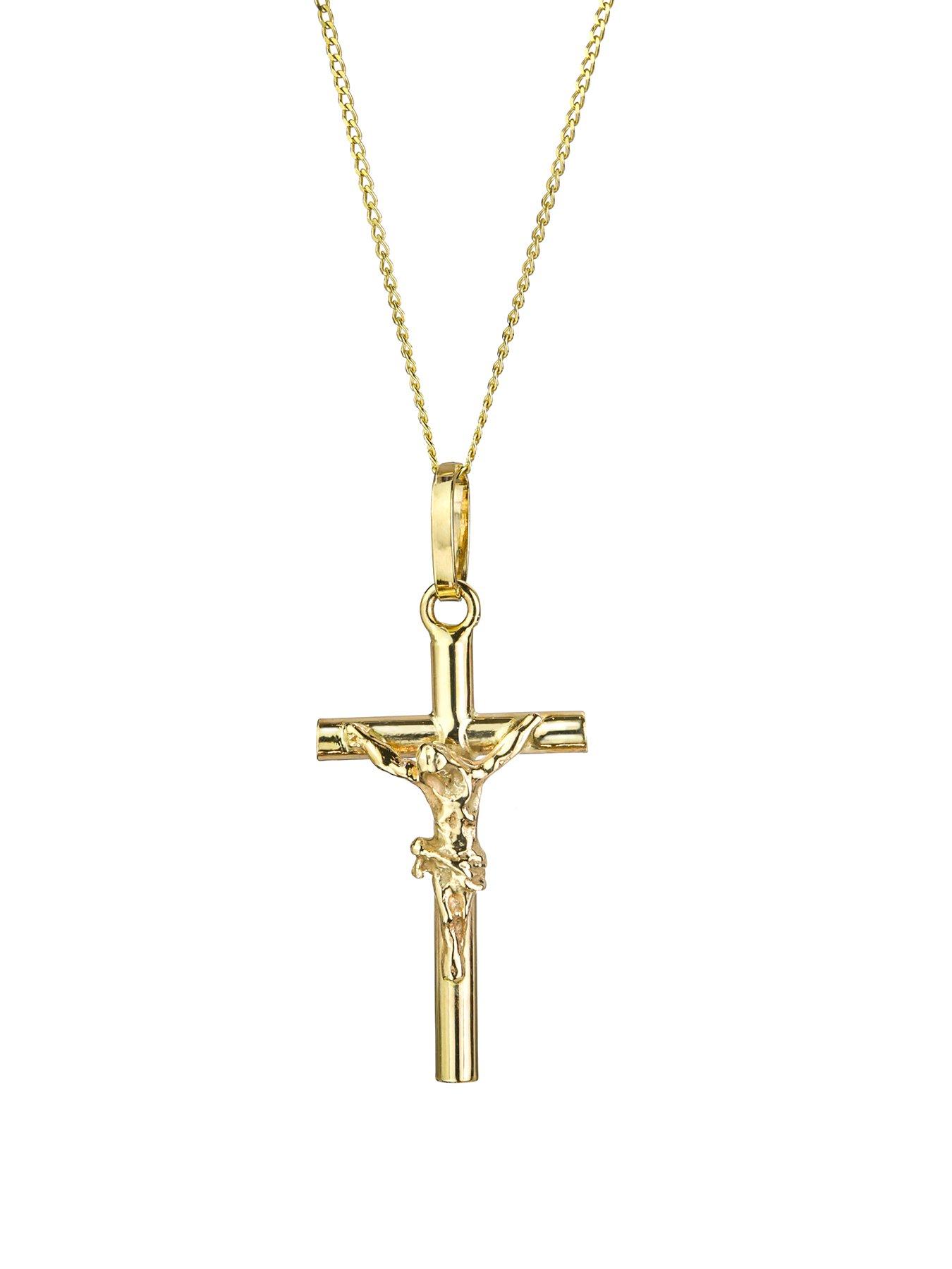 9ct gold cross and shop chain mens