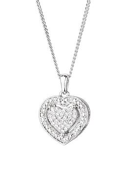 love diamond sterling silver 12pt diamond heart cluster pendant necklace