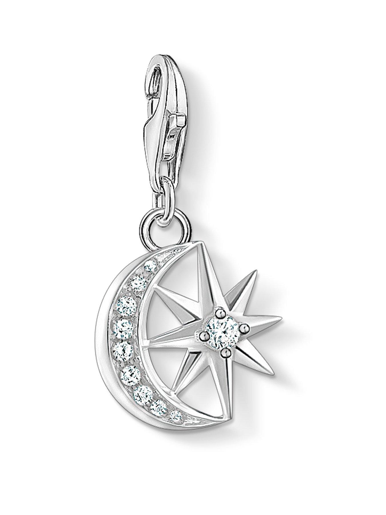 Product photograph of Thomas Sabo Zirconia Star Amp Moon Charm from very.co.uk