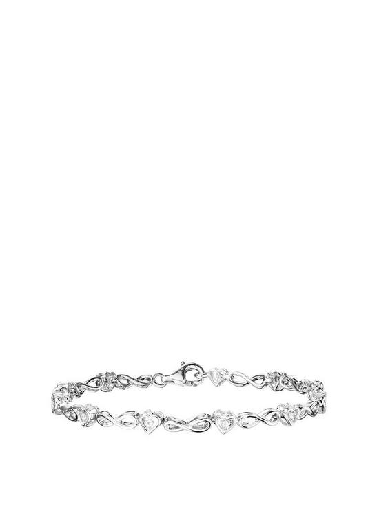 front image of love-diamond-sterling-silver-13pt-diamond-infinity-heart-bracelet