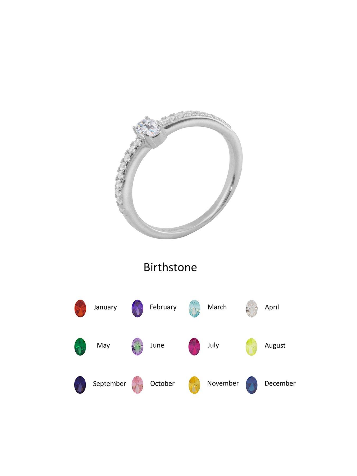 Product photograph of The Love Silver Collection Sterling Silver Cubic Zirconia Solitaire Birthstone Ring from very.co.uk