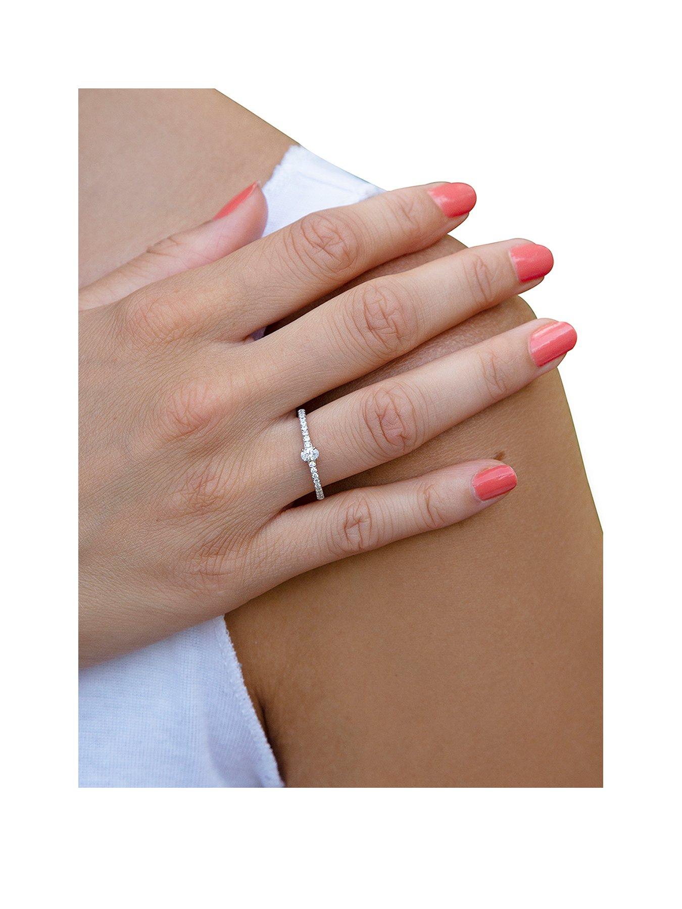 The Love Collection Sterling Silver Cubic Zirconia Solitaire Birthstone Ring