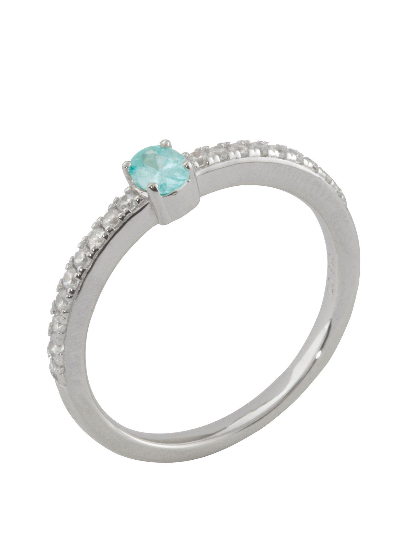 undefined Sterling Silver Cubic Zirconia Solitaire Birthstone Ring