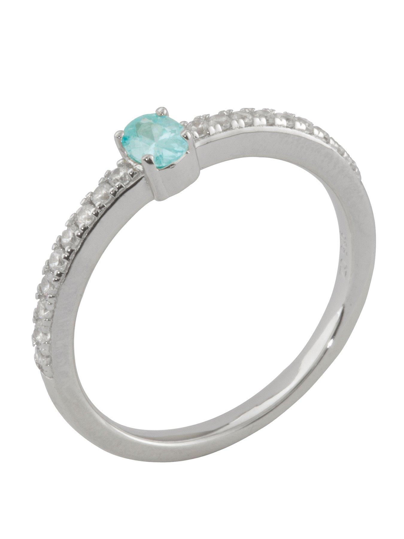 The Love Collection Sterling Silver Cubic Zirconia Solitaire Birthstone Ring