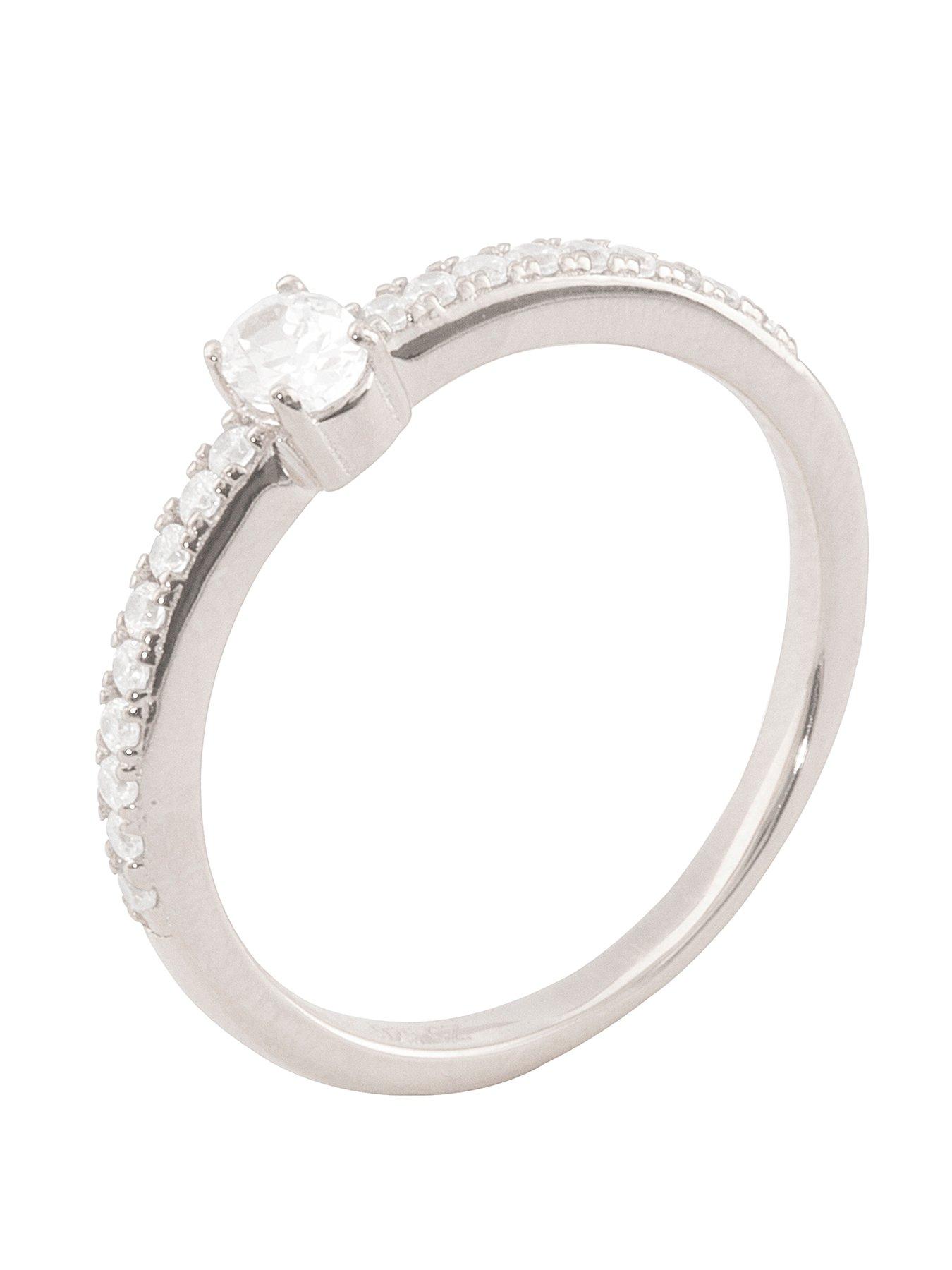 The Love Collection Sterling Silver Cubic Zirconia Solitaire Birthstone Ring