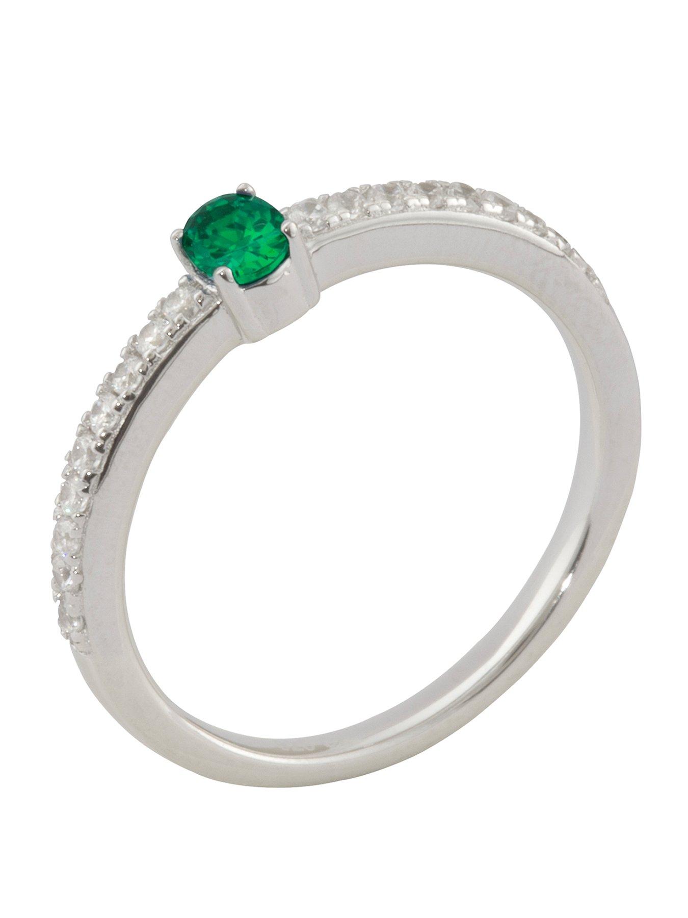 The Love Collection Sterling Silver Cubic Zirconia Solitaire Birthstone Ring