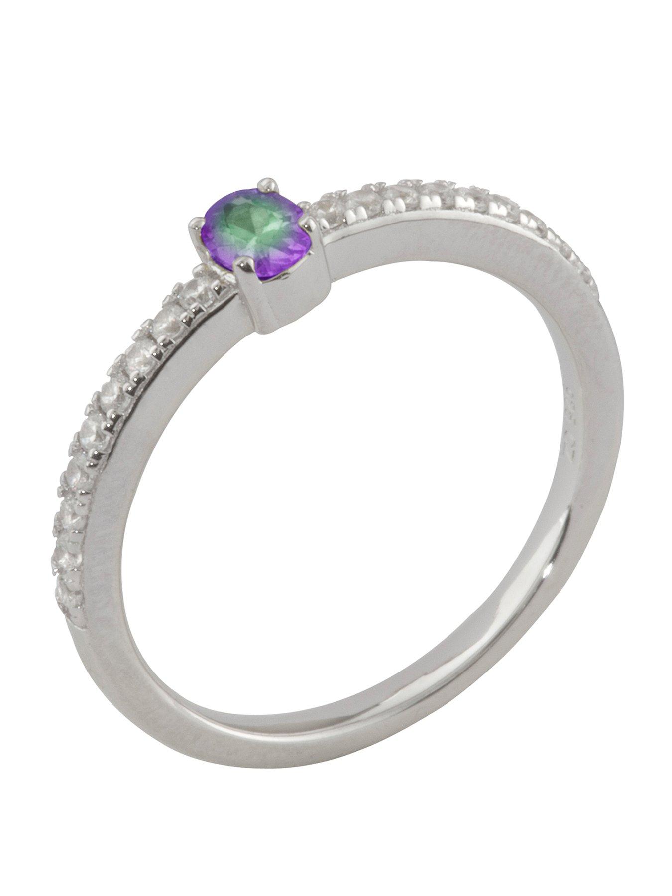 The Love Collection Sterling Silver Cubic Zirconia Solitaire Birthstone Ring