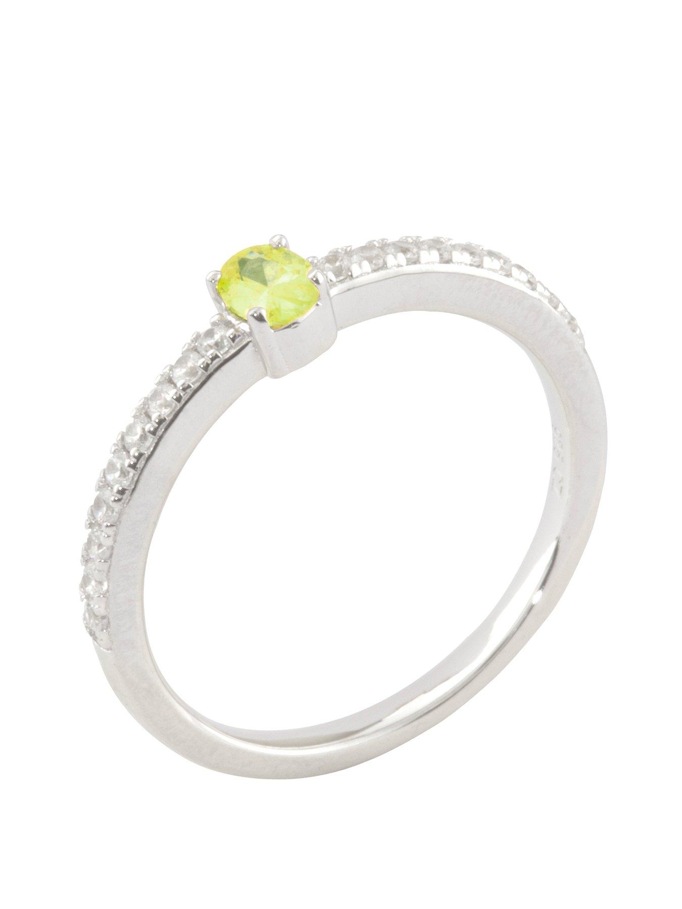 undefined Sterling Silver Cubic Zirconia Solitaire Birthstone Ring