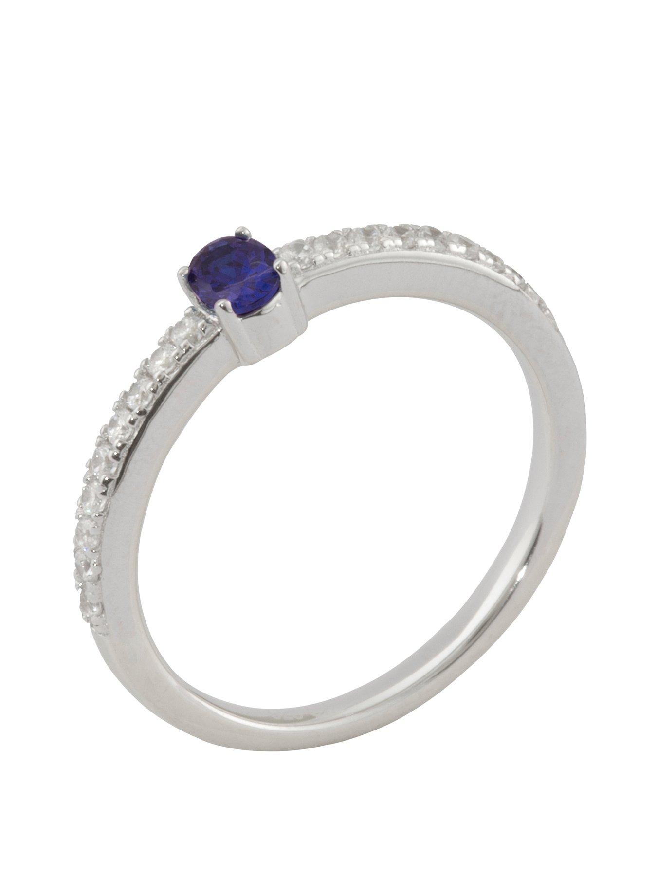 The Love Collection Sterling Silver Cubic Zirconia Solitaire Birthstone Ring