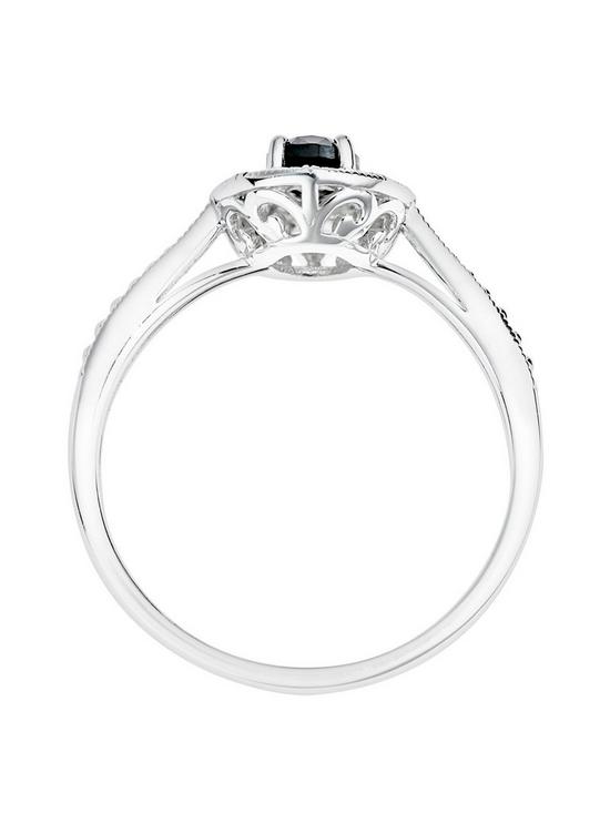 stillFront image of love-gem-sterling-silver-diamond-set-oval-black-sapphire-vintage-inspired-ring