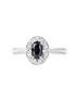  image of love-gem-sterling-silver-diamond-set-oval-black-sapphire-vintage-inspired-ring