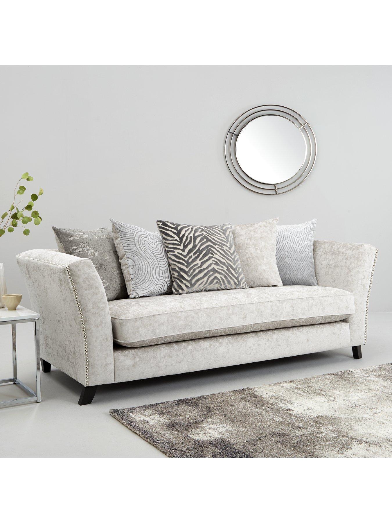 Product photograph of Very Home Sicily Fabric 3 Seater Scatter Back Sofa from very.co.uk