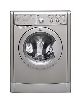 Product photograph of Indesit Iwdc6125s 1200 Spin 6kg Wash 5kg Dry Washer Dryer - Silver from very.co.uk