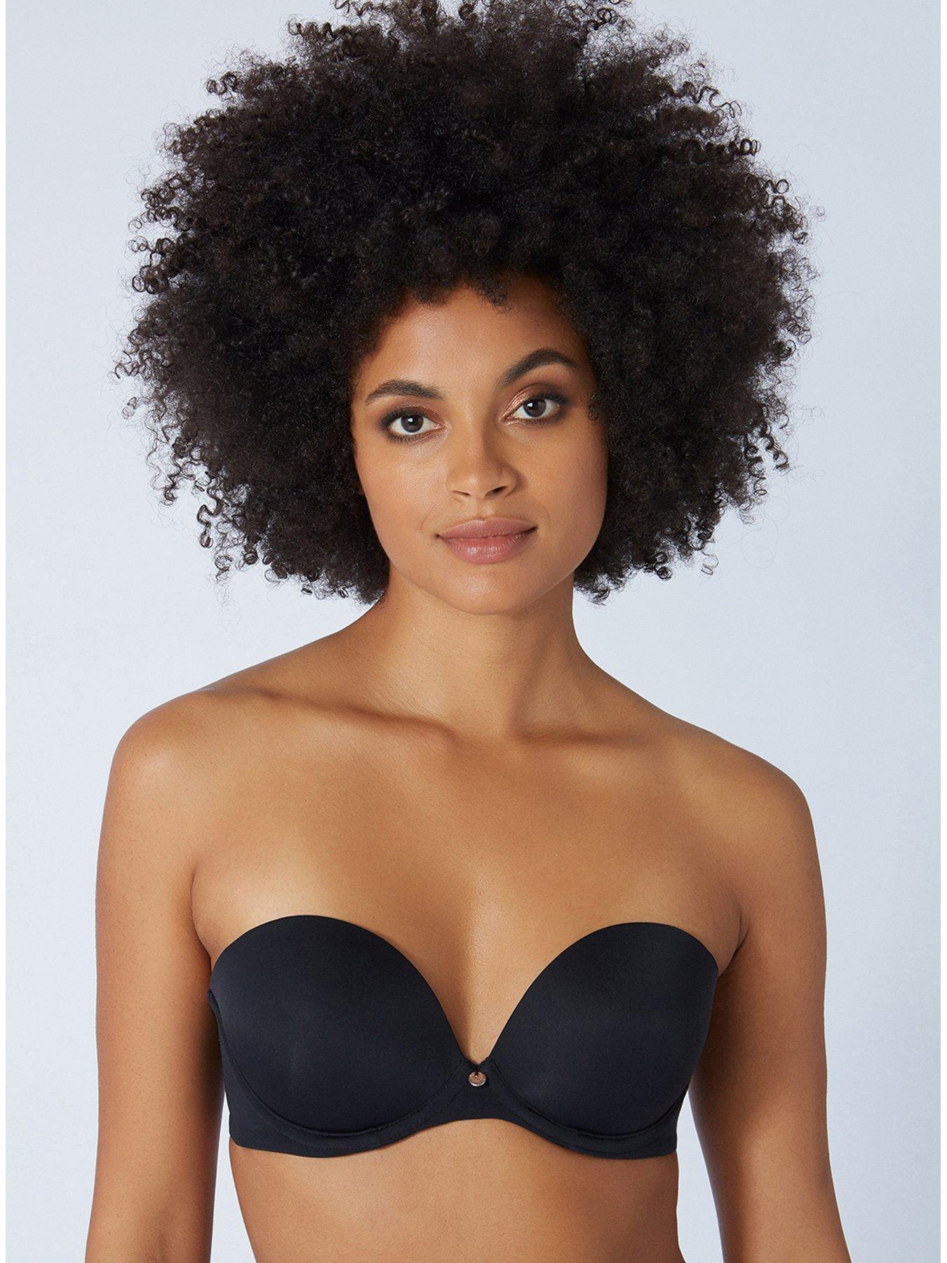 Huit Womens Grand Jeu Padded Strapless Bra, 34A, Noir