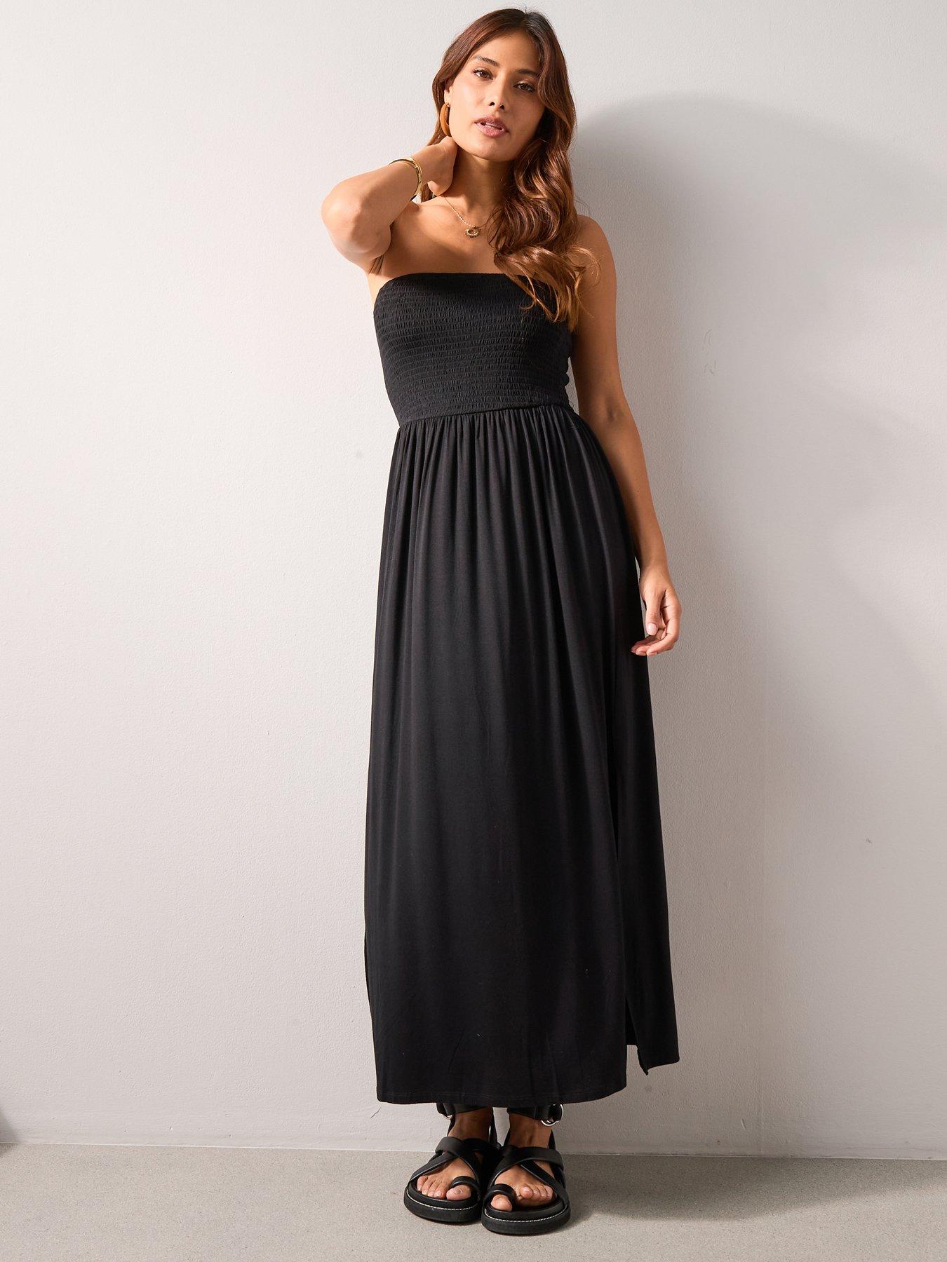 V by Very Bandeau Beach Maxi Dress - Black