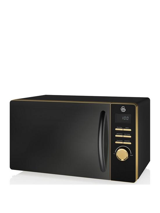 front image of swan-gatsby-range-23-litre-digital-microwave-blackgold