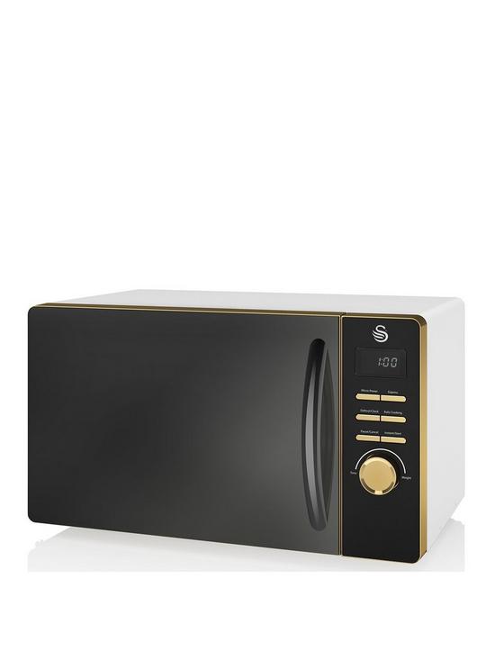 front image of swan-gatsby-range-23-litre-digital-microwave-whitegold