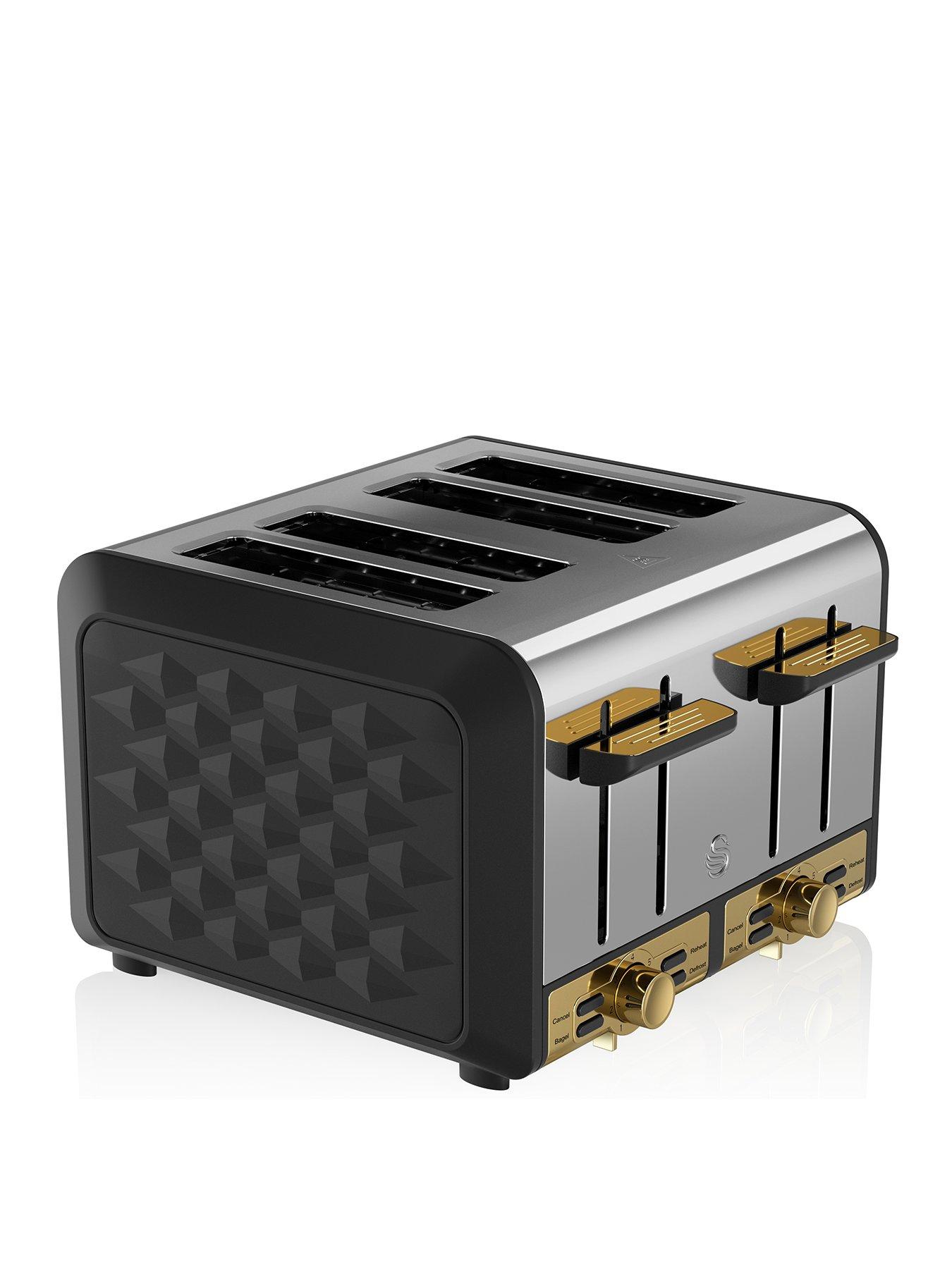 Product photograph of Swan Gatsby Range 4-slice Toaster - Black Gold from very.co.uk