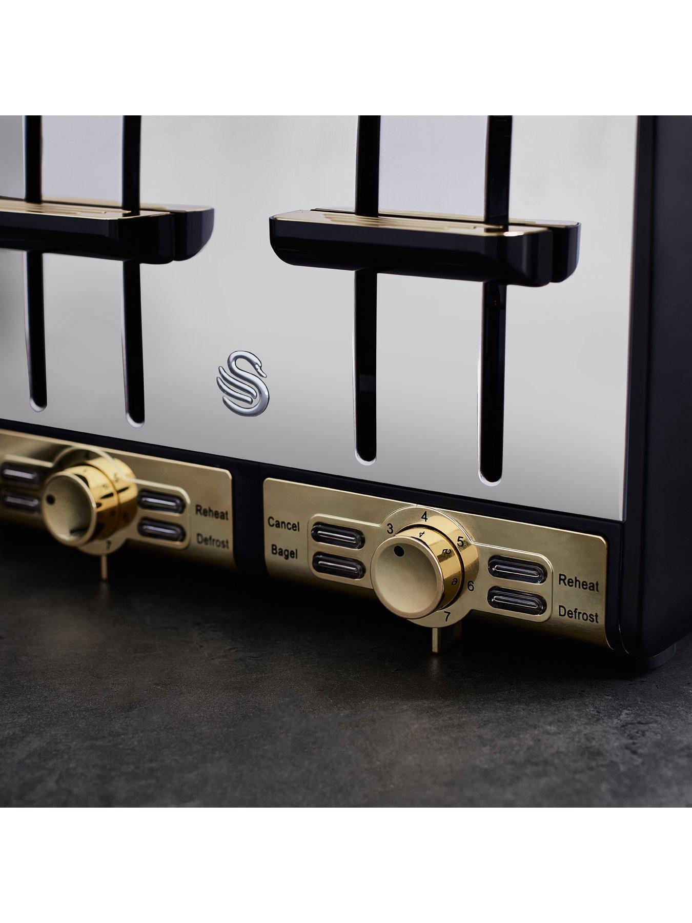 Image 4 of 7 of Swan Gatsby Range 4-Slice Toaster - Black/Gold