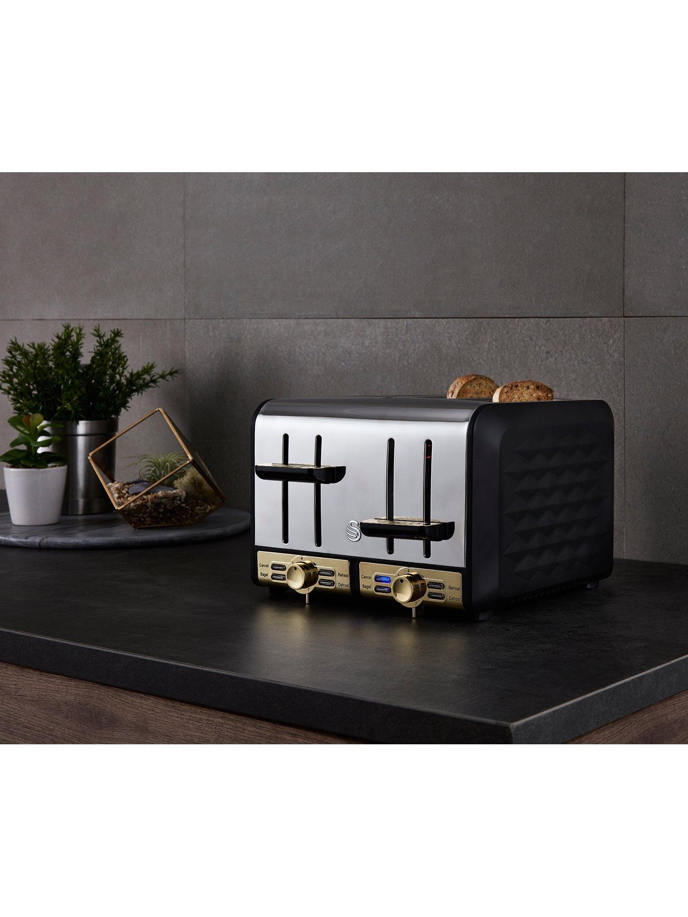 Image 5 of 7 of Swan Gatsby Range 4-Slice Toaster - Black/Gold