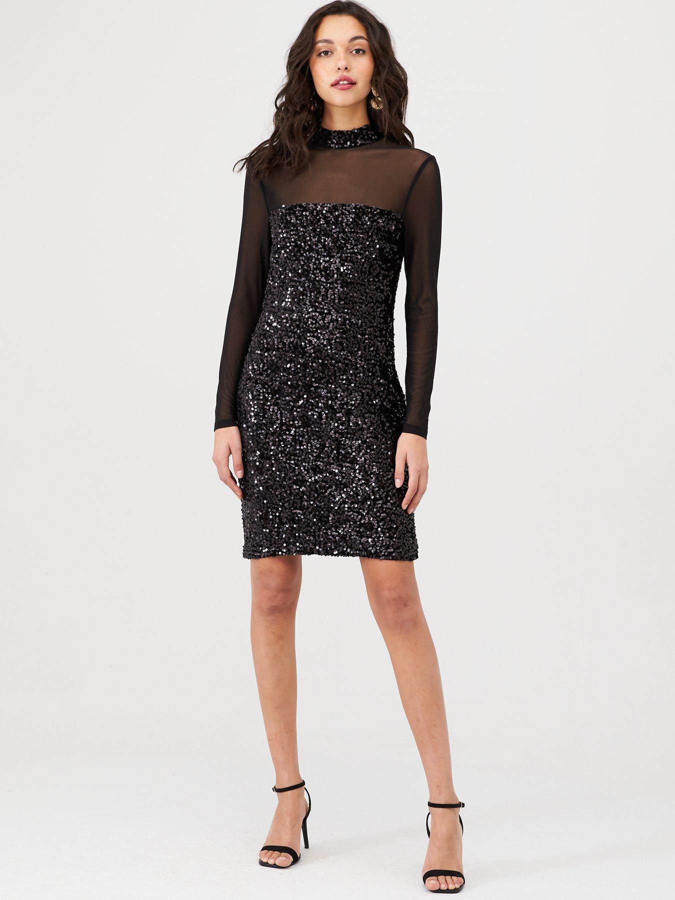 warehouse black sequin dress