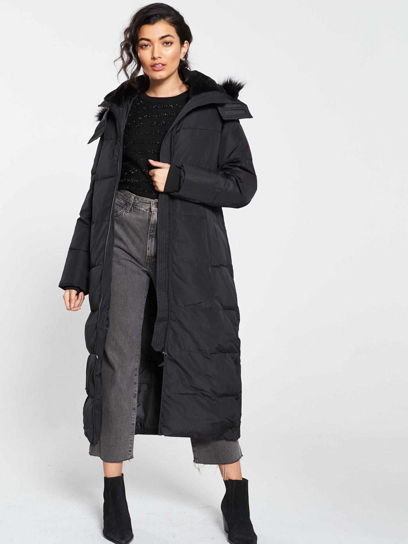 maxi padded coat with hood